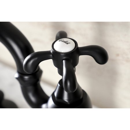 Kingston Brass Bridge Bathroom Faucet with Brass PopUp, Matte Black KS7990TX